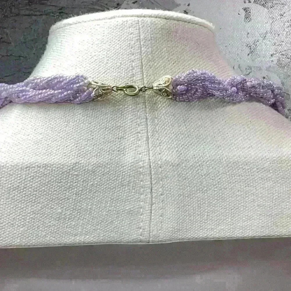 Lavender Seedbead Necklace Twisted Strands - Picture 2 of 2